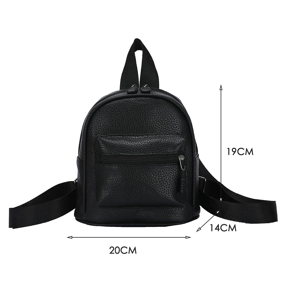 PU Leather Small Backpack - Shoulder Bag - Rucksack