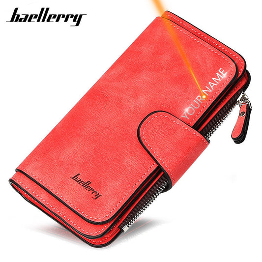 Women Leather Long Wallet with Name Engrave