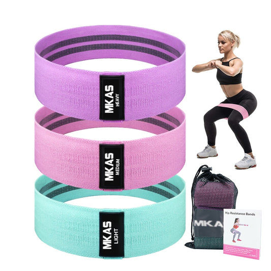Hip Fitness Resistance Bands/Exercise Workout for Legs Thighs Glutes (3 PC)
