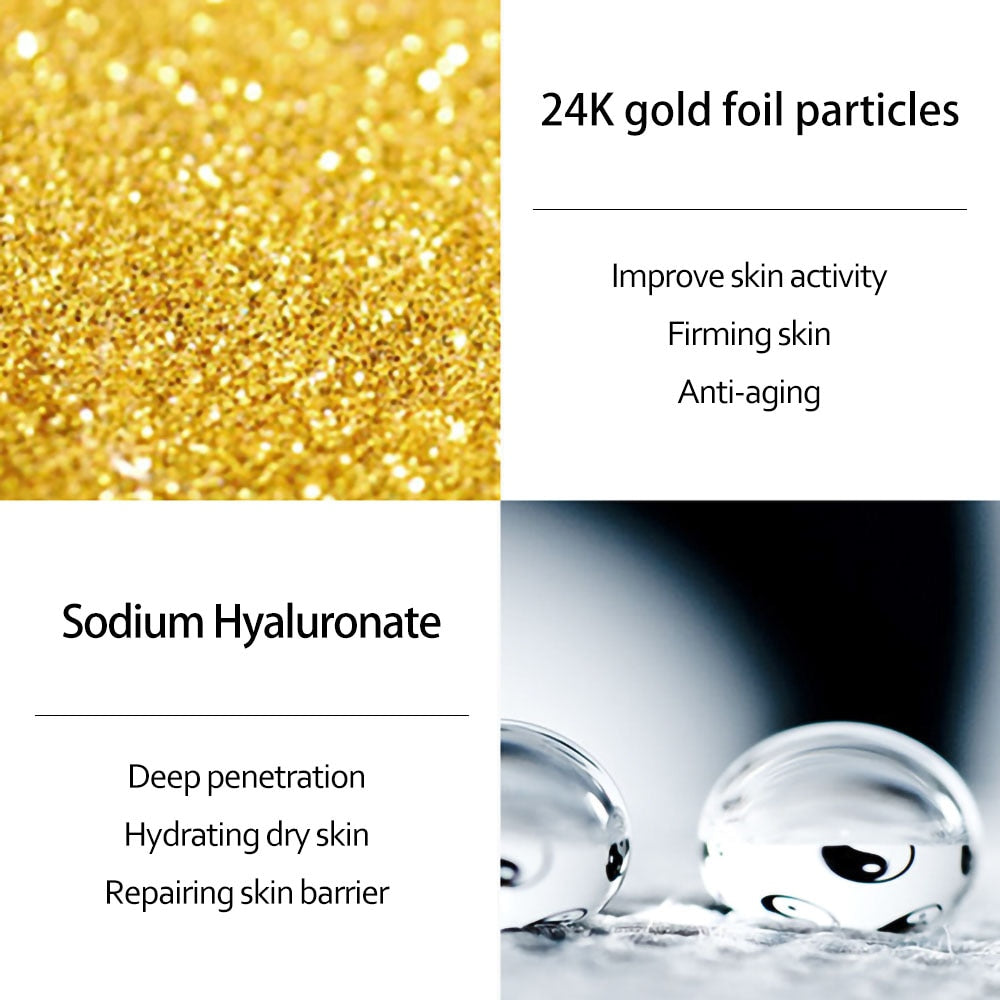 24K Gold Niacinamide Face Serum -  Anti Aging Hyaluronic Acid