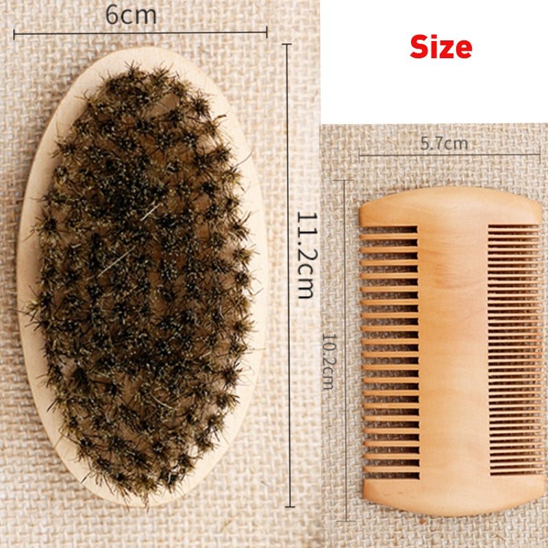 Soft Boar Bristle Beard Brush and Comb -  Shaving Brush and Comb Set